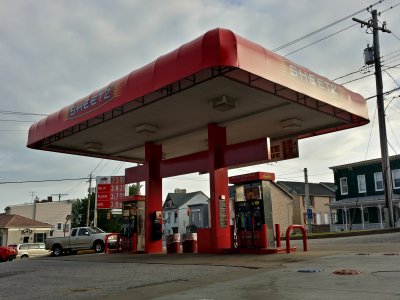 The tiny fuel island at the Sheetz in Westminster