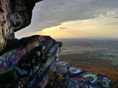 View facing approximately southwest, with some of the lower rocks visible.