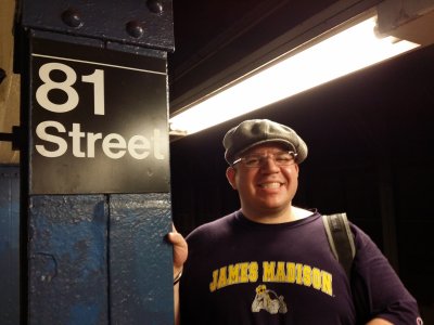 Doreen got this photo of me at the 81st Street subway station on the IND Eighth Avenue Line.