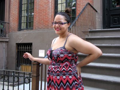 I got this photo of Doreen at 10 St. Luke's Place in Greenwich Village, which most will probably recognize as the house from The Cosby Show.