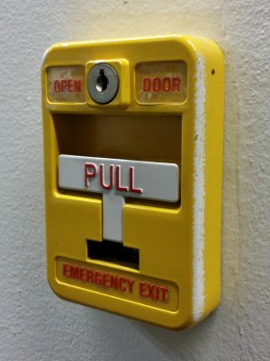 A yellow Wheelock MPS for an emergency door release!