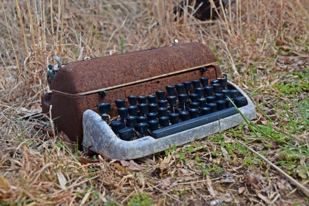 Vintage typewriter in the front yard.