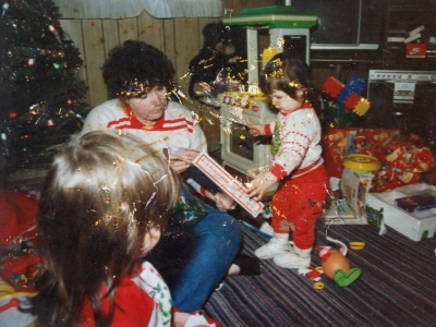 Both girls and possibly the mother, around Christmas, year unknown.