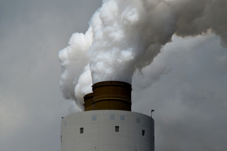 The main smokestack, viewed from south of the plant.