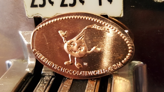 A pressed penny from Hershey's Chocolate World