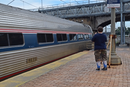 Elyse films the Keystone as it departs.