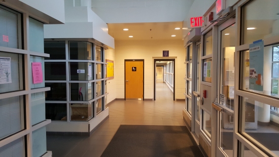 The main vestibule area, between the two wings. The Pavilion Room is off to the left.