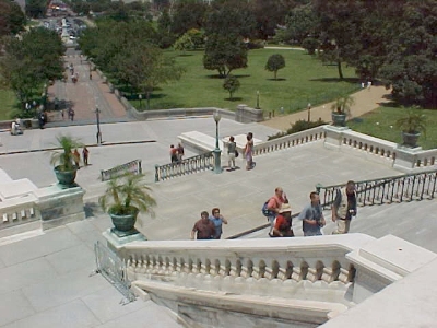 View down the steps of the Capitol's West Front