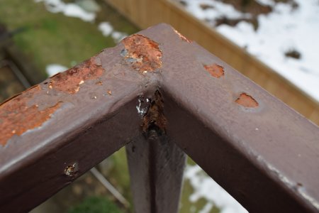 First photo I ever took with my D5300, showing rust on the balcony railing.