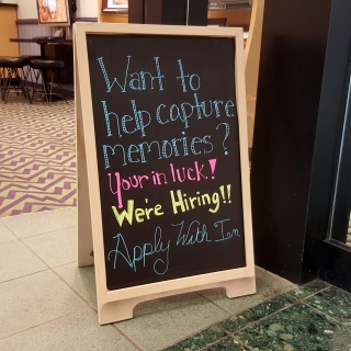 Spotted this sign at Picture People, and if I were looking for a job, this sign, with a grammatical error, would probably give me pause.