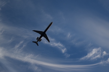 Due to the angle that I photographed this one (more or less directly overhead), I was unable to capture the tail number. Pretty cool shot, though. All I can tell you is that this is likely in the Bombardier CRJ family, and it's Delta Connection.