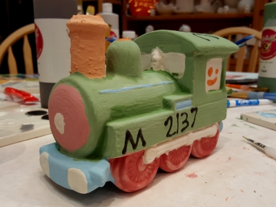 Elyse's train, in a green color scheme