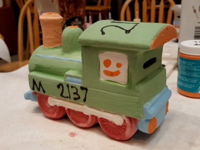 Elyse's train, in a green color scheme