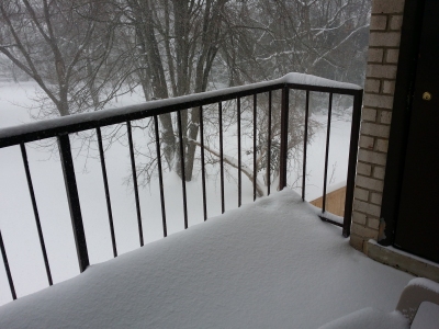 The reach of the snow on my balcony: all the way in!