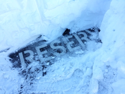 I found my "RESERVED" marker! One of the things about reserved parking is that the space is yours. No one else can park there... but no one else is going to clear it when it snows except for you.