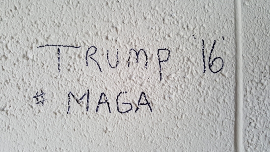 Trump graffiti in one of the rooms