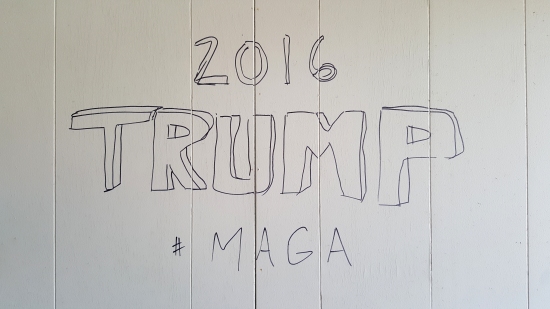 Trump graffiti in one of the rooms