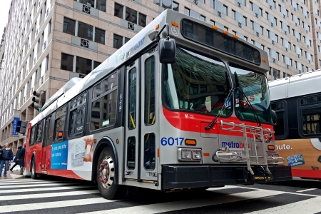 As in past years, Metrobuses were used as street barricades. This particular bus, 6017, normally operates on routes in Montgomery County.