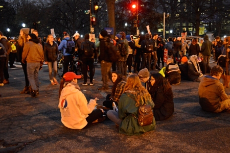 The crowd in the street at Franklin Square.