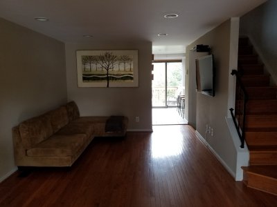 Living room, facing the back of the house.