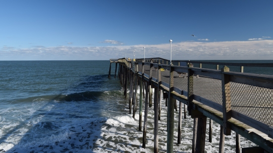 Ocean City fishing pier, viewed from a wide section about halfway down.