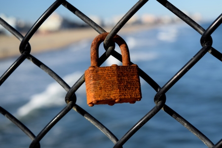 This lock had a surprising story.  I took this photo by chance, as I was moving down the fishing pier to head back to the boardwalk.  I posted it on Instagram the next day, and who responds but the person who locked it to the pier.  Turns out that it was put there in 2011 by a friend of Elyse's, and he was surprised that it was still there.