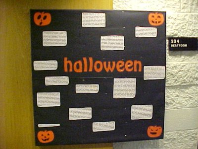 Facts about Halloween.  Pretty straightforward.  The pumpkin in the top right corner has the same design that my first grade class chose for our class pumpkin in 1987.