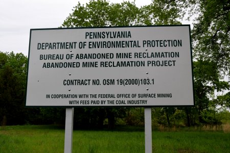 This sign advertised a state project that would work to reclaim the Centralia site, contract OSM 19(2000)103.1.