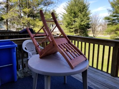 Sanding the chair