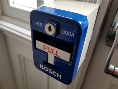 Bosch door release pull station.  This is a variation on a fire alarm pull station.