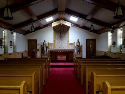 The hospital chapel.  With the crucifix on the wall and other imagery throughout, there was no doubt about it: this is a Catholic hospital.