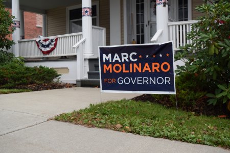 Political sign for Marc Molinaro in front of a nearby house (spoiler: he lost the election to incumbent Andrew Cuomo by a good amount).