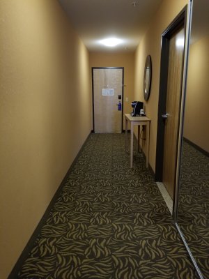 A very long hallway inside of our room