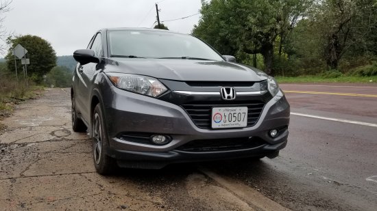 The HR-V parked on the side of Route 61.