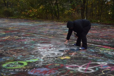 Elyse tags the road again.