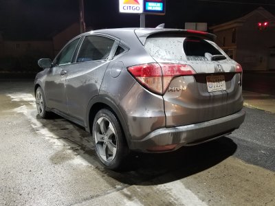 Dirty car, rear view.