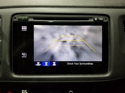 The backup camera, completely obscured.
