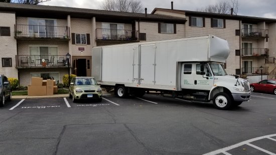 Outside my old apartment on moving day, November 16, 2017.