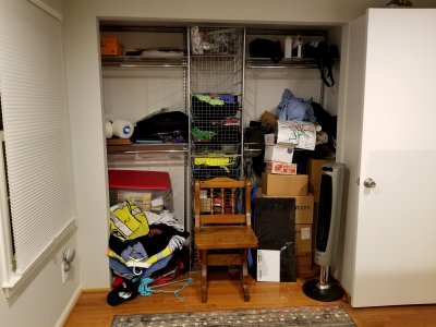 Back bedroom closet.  Note that everything is just kind of thrown in there.