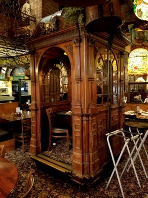 A vintage elevator car at the Old Spaghetti Factory in Toronto.  Elyse and I had dinner in this elevator car.