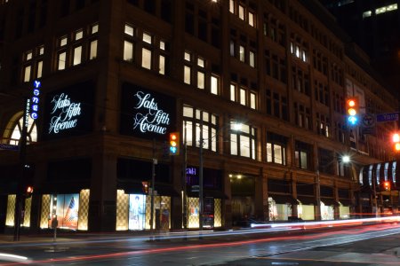 Nighttime photography at the store.