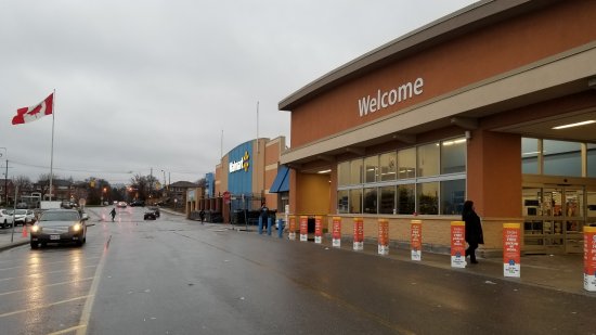 Visiting a Walmart, just to see how different the Canadian stores were.  They were unmistakably Walmart, but a lot of little details were different.