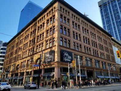 Photographing the store on a nice day.