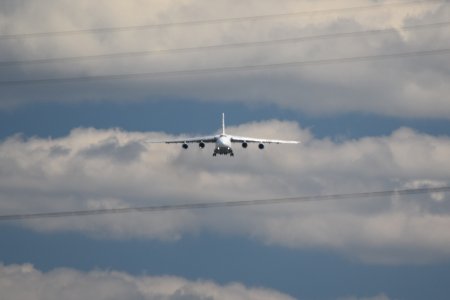 The Antonov An-124 comes in for a landing at BWI, viewed from the Thomas A. Dixon, Jr. Aircraft Observation Area.