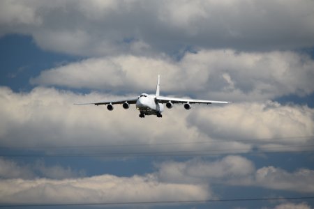 The Antonov An-124 comes in for a landing at BWI, viewed from the Thomas A. Dixon, Jr. Aircraft Observation Area.