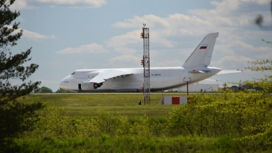 The Antonov An-124 after having landed.