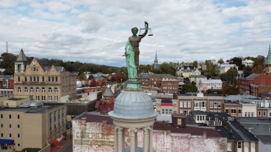 The statue on the Augusta County Courthouse