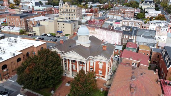 The Augusta County Courthouse, viewed from above