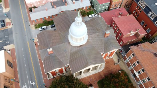 The Augusta County Courthouse, viewed from above