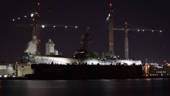 The USS Gravely, another Arleigh Burke-class destroyer, elsewhere at Washington Point.